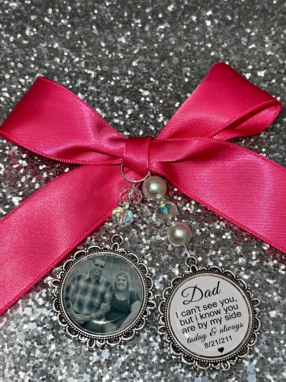Walk with me today dad memory bouquet charm Photo Charm Wedding Charm papa dad pawpaw momma mom mum mummy mommy