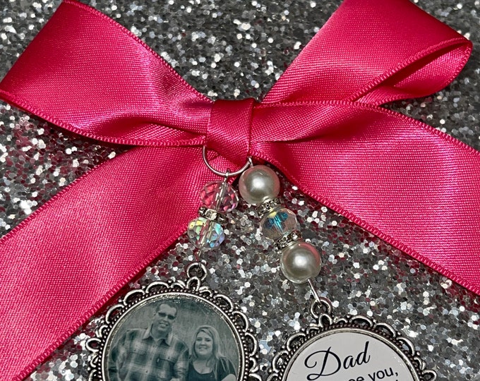 Walk with me today dad memory bouquet charm Photo Charm Wedding Charm papa dad pawpaw momma mom mum mummy mommy