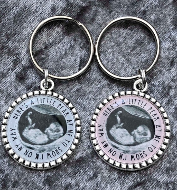 Baby Scan Ultrasound Personalised Photo Keyring baby Shower mum to