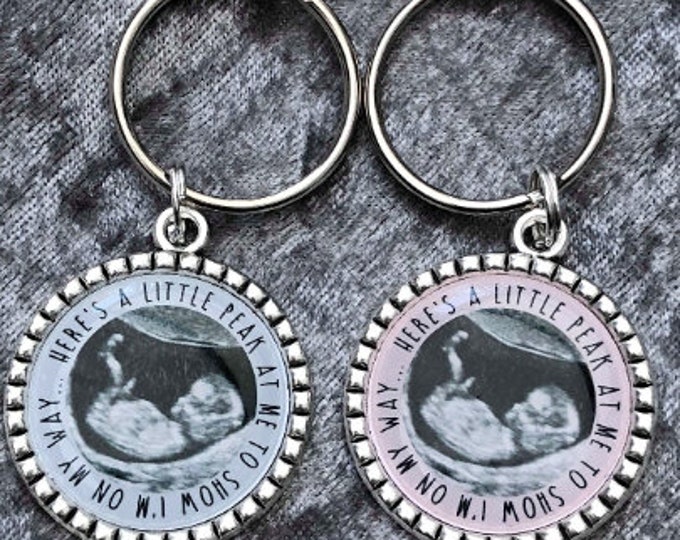 Baby Scan Ultrasound Personalised Photo Keyring/Baby Shower/Mum To Be/Dad To Be/Pregnancy/Grandparents/Little Peek/Im On My Way/Gift For Her