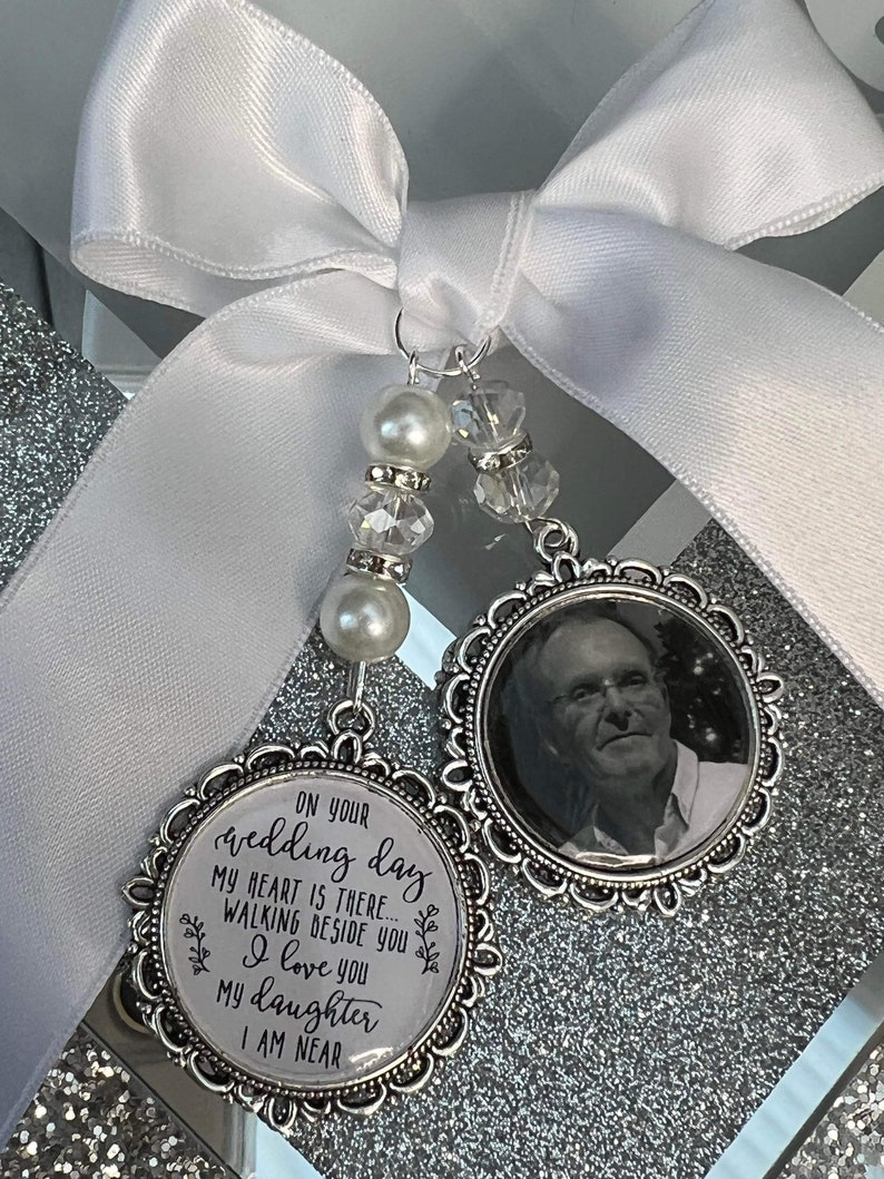 My Heart Is There Walking Beside You/In Loving Memory/Memory Charm/Locket/Brooch/Personalised/Any Photo/Wedding/Bride/Memorial/Keepsake/Name image 2