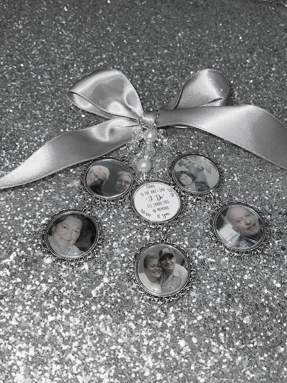 Personalised Memorial Photo Bouquet Charm, Wedding Keepsake