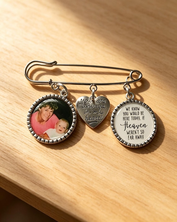 Memorial Memory remembrance photo charm kilt pin bouquet charm,wedding groom best man usher,personalized personalised any photo, keepsake