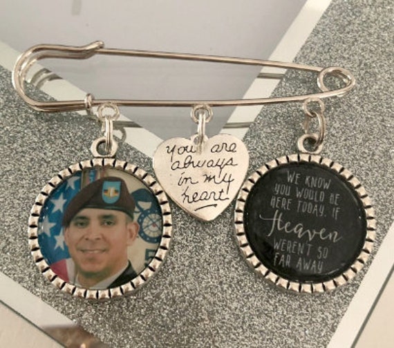 Personalised Photo Memorial Kilt Pin, Wedding Bouquet Charm