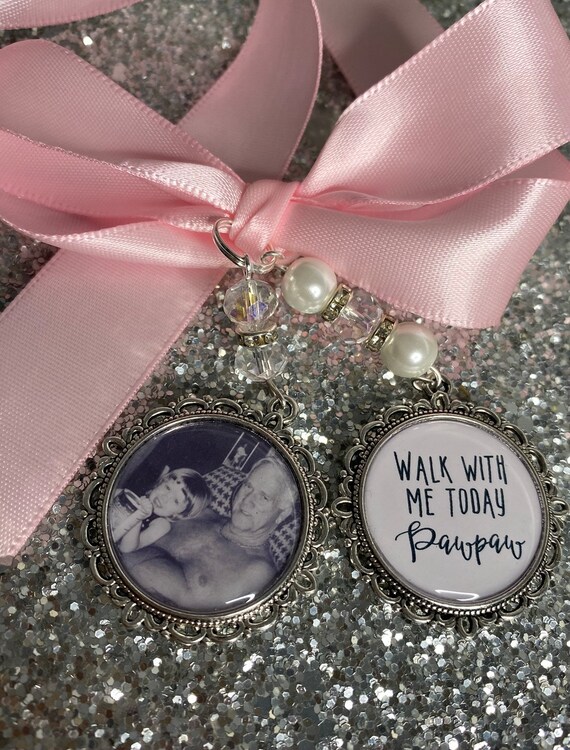 Walk with me today pawpaw loving memory charm locket Personalised with any photo.Ideal for wedding,bride.memorial keepsake,Bouquet charm