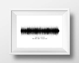 Sound Wave Art/Custom Personalised Favourite Song Print/First Dance Wedding Gift/1st Anniversary Gift/First Year Paper/FRAME NOT INCLUDED