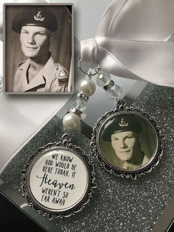 Wedding Bouquet Memorial Photo Charm, Poem, Something Blue