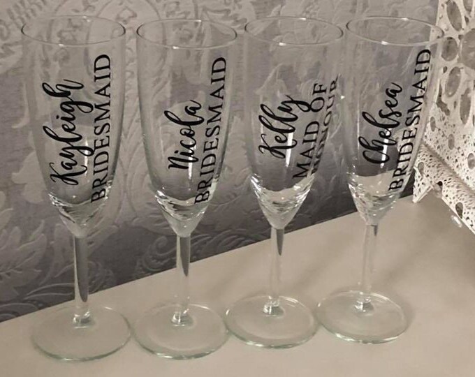 Personalised champagne flute transfers decals wedding hen do bridal bride groom do it your self champagne glass decal vinyl transfer