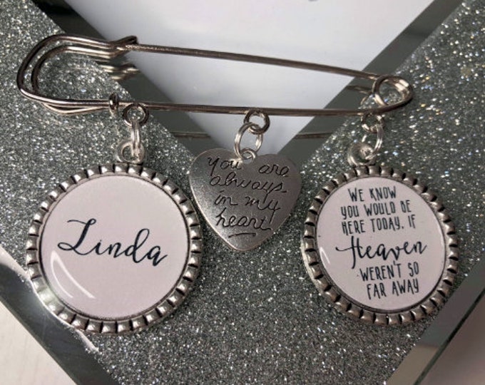 Memorial Memory charm kilt pin bouquet charm groom best man usher personalised wedding man men brooch with any name