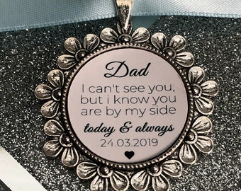 I Can't See You/Walking Beside You Today/Dad Loving Memory Charm/Locket/Brooch/Personalised With Any Photo/Ideal For Wedding/Bride/Memorial