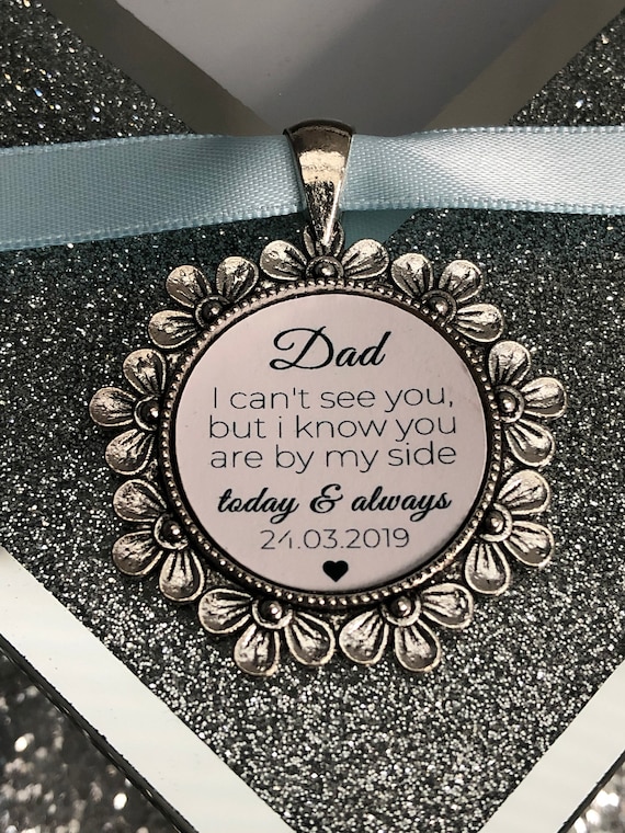 I Can't See You/Walking Beside You Today/Dad Loving Memory Charm/Locket/Brooch/Personalised With Any Photo/Ideal For Wedding/Bride/Memorial