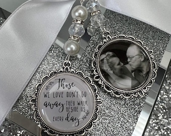 Wedding Bridal Bouquet Photo Charm/Loving Memory/Memory/Memorial/Personalised/RIP/Bride/Heaven/Those We Love Don’t Go Away/Mom/Mum/Dad