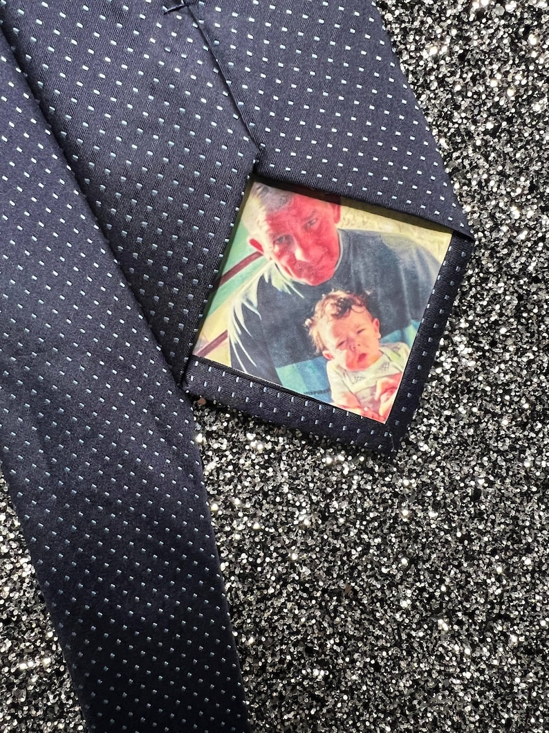 Foto personalizada para planchar en etiqueta de corbata/Papá/Etiqueta de traje/Parche de corbata/Parche de corbata/Regalo del padre de la novia/Novio/Etiqueta de agradecimiento/Inserto de corbata de boda imagen 7