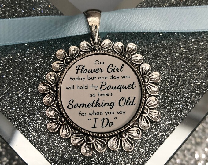 Bridesmaid flower girl charm gift bouquet charm today keepsake thank you locket brooch something old one day you will hold the bouquet I Do
