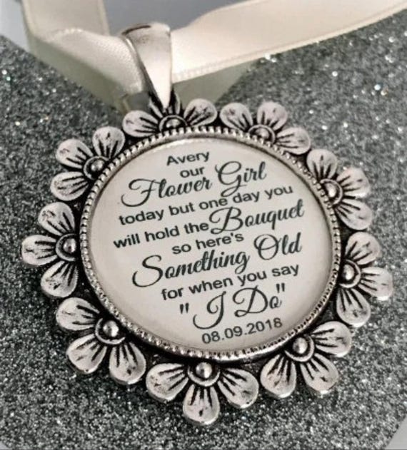 Bridesmaid flower girl charm gift bouquet charm today keepsake thank you locket brooch something old one day you will hold the bouquet I Do