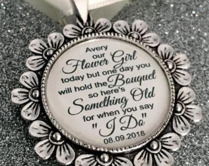 Bridesmaid flower girl charm gift bouquet charm today keepsake thank you locket brooch something old one day you will hold the bouquet I Do