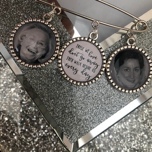 Memorial Memory wedding photo charm kilt pin bouquet charm groom boutonniere personalised those we love don't go away gift for him her bride