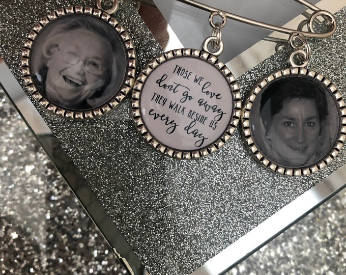 Memorial Memory wedding photo charm kilt pin bouquet charm groom boutonniere personalised those we love don't go away gift for him her bride