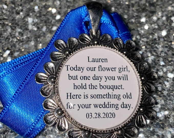 Bridesmaid flower girl charm gift bouquet charm today keepsake thank you locket brooch something old one day you will hold the bouquet I Do