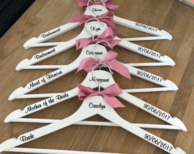 DIY personalised wedding dress coat hanger vinyl sticker transfers bride groom mother of the bride personazlied-Hanger NOT included