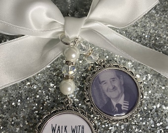 Walk with me today papa pap loving memory charm locket Personalised with any photo.Ideal for wedding,bride.memorial keepsake,Bouquet charm