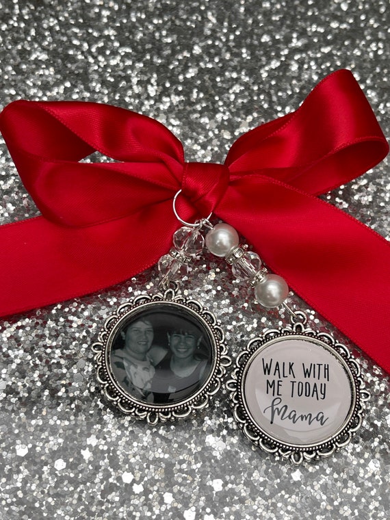 Walk with me today dad loving memory charm locket brooch.Personalised with any photo.Ideal for wedding,bride.memorial keepsake,Swarovski,