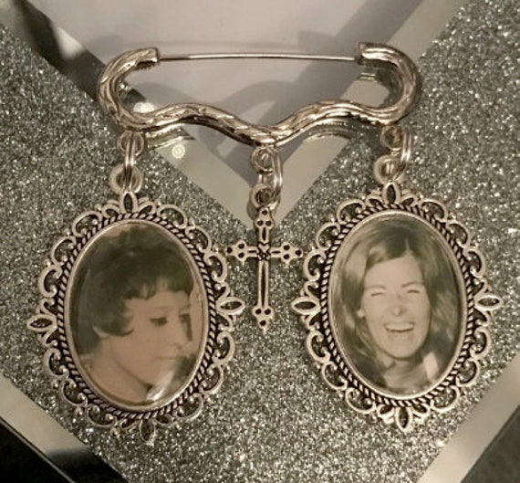 Memorial Photo Charm Pin, Bridal Bouquet Keepsake