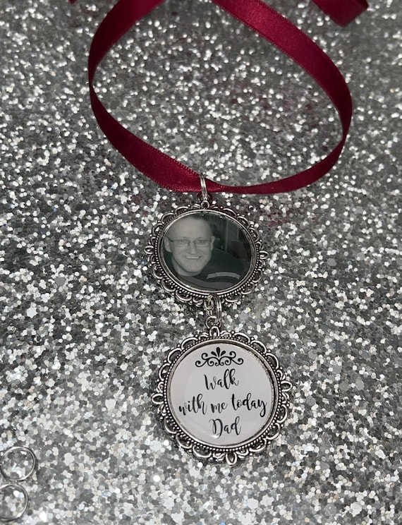 Missing you as I walk down the aisle memory charm locket Personalised with any photo.Ideal for wedding,bride.memorial bouquet charm
