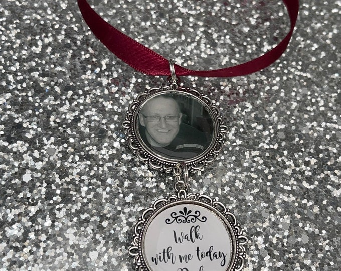 Missing you as I walk down the aisle memory charm locket Personalised with any photo.Ideal for wedding,bride.memorial bouquet charm