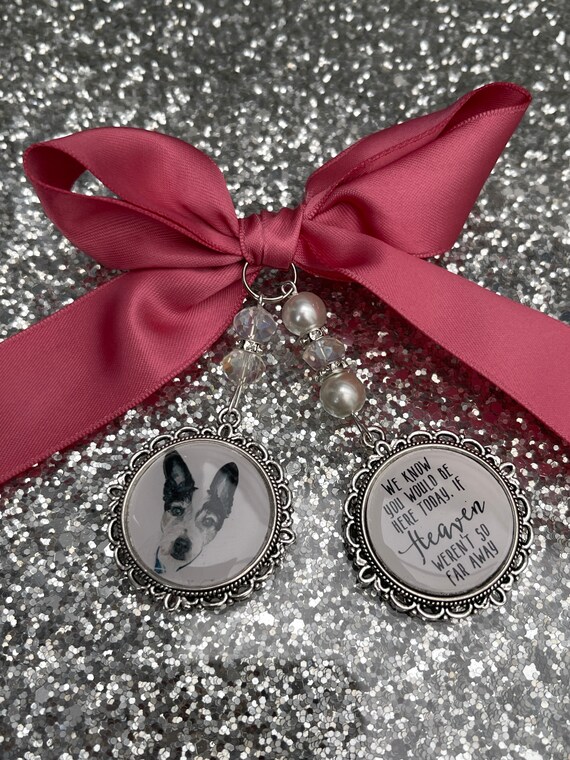 We know you would be here if heaven weren't so far away.Loving memory memorial charm locket brooch.Personalised with any photo.bride,wedding