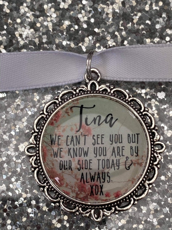 Can’t see you bouquet Charm memory charm locket brooch.Personalised with any photo.Ideal for wedding,bride.memorial keepsake,Swarovski,