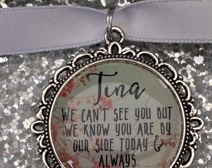 Can’t see you bouquet Charm memory charm locket brooch.Personalised with any photo.Ideal for wedding,bride.memorial keepsake,Swarovski,