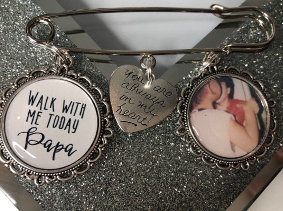 Memorial Memory remembrance wedding photo charm kilt pin bouquet charm.groom best man usher personalised.loved one.keepsake.gift for her him