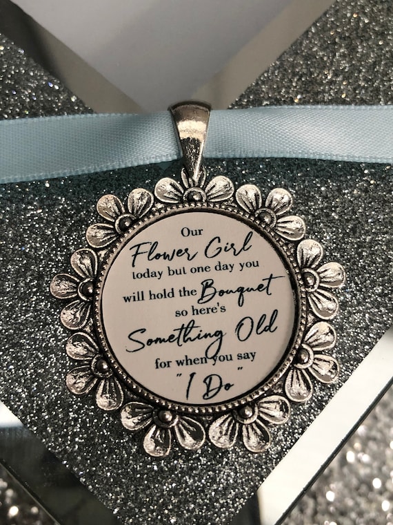 Bridesmaid flower girl charm gift bouquet charm today keepsake thank you locket brooch something old one day you will hold the bouquet I Do