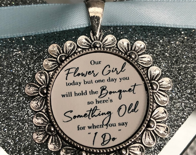 Bridesmaid flower girl charm gift bouquet charm today keepsake thank you locket brooch something old one day you will hold the bouquet I Do