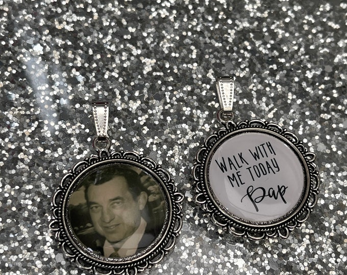 Bridal Shoe Clips/Bridal Shoe Charms/ Memory/Memorial Photo Charm/Heaven Charm/Walk With Me Today/Custom//Something Blue bouquet charm