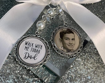 Walk With Me Today/Loving Memory/Memorial Charm/Locket/Brooch/Personalised With Any Photo/Bride/Wedding