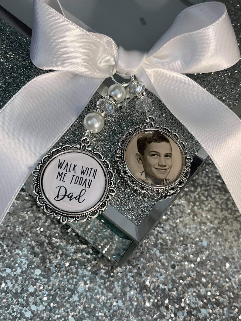 Walk With Me Today/Loving Memory/Memorial Charm/Locket/Brooch/Personalised With Any Photo/Bride/Wedding image 1