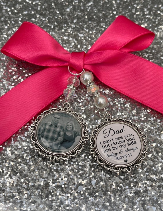 Heaven those we love memory bouquet charm Photo Charm Wedding Charm memory charm wedding bride something blue