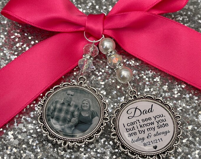 Heaven those we love memory bouquet charm Photo Charm Wedding Charm memory charm wedding bride something blue