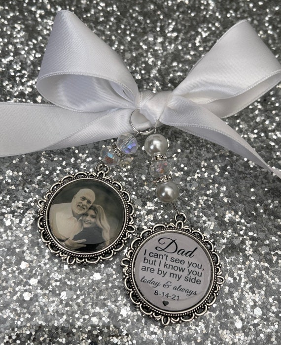 I cant see you Walk with me today memory bouquet charm Photo Charm Wedding Charm memory charm wedding bride something blue