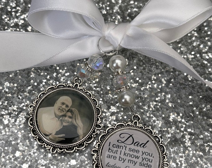 I cant see you Walk with me today memory bouquet charm Photo Charm Wedding Charm memory charm wedding bride something blue