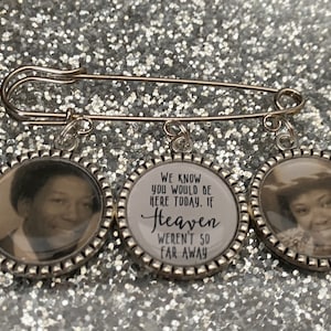Custom Photo Lapel Kilt Pin with 3 Charms/Memorial Boutonniere/Personalized/Groom/In Memory/Picture Bouquet Charm/Heaven wasn’t so far away