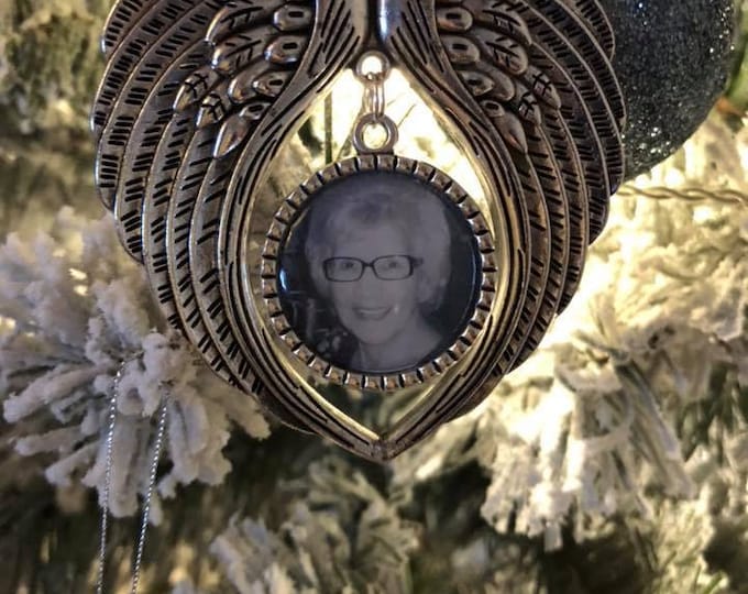Personalise Christmas Ornament/Photo Bauble/Memory/Memorial/Christmas Tree Bauble Decoration/In Memory Of/Angel Wings/Happy Holidays/Gift