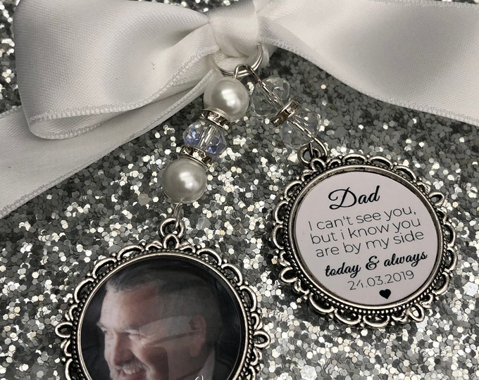 Walk with me today dad memory bouquet charm Photo Charm Wedding Charm