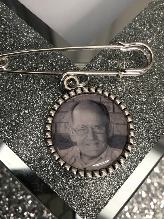 Memorial Memory remembrance photo charm kilt pin bouquet charm,wedding groom best man usher,personalized personalised any photo, keepsake