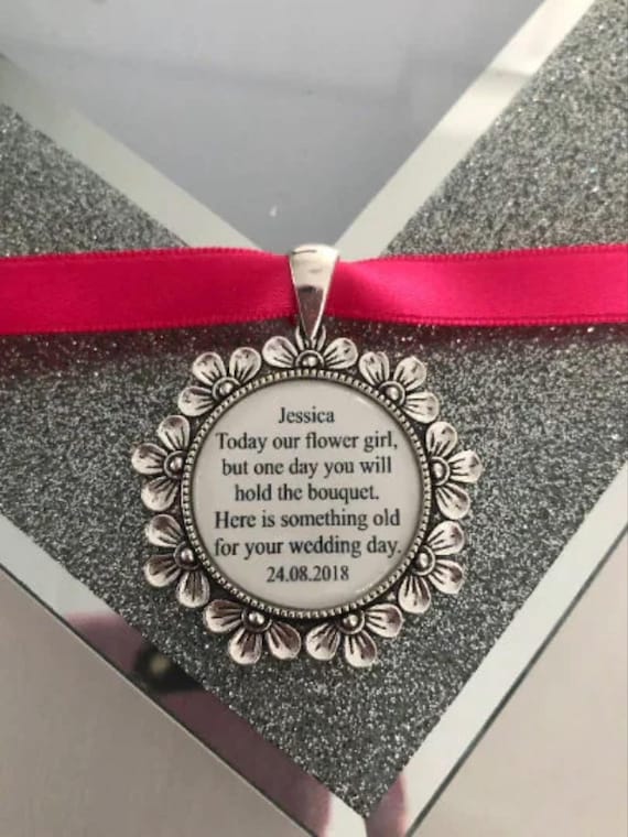 Personalised Wedding bouquet charm brooch something old pendant charm custom made keepsake gift bridesmaid flower girl maid of honour