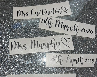 Personalised shoes transfer decal Mrs surname personalised est date wedding shoes sole vinyl decal sticker
