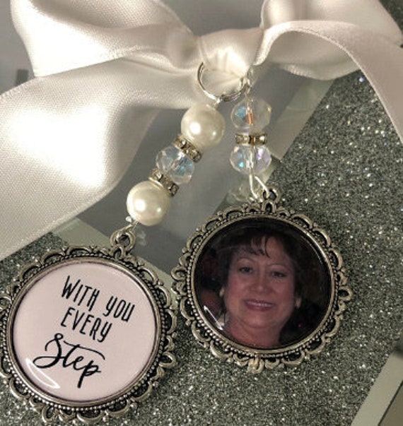 Memory memorial heaven charm bridal bouquet heaven so far away those we love dont go away photo pearl beads with you every step