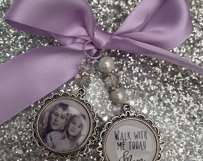 Walk with me today mom momma loving memory charm locket Personalised with any photo.Ideal for wedding,bride.memorial keepsake,Bouquet charm